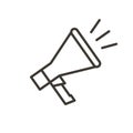 Vector thin line megaphone icon for news, advertising, communication, business, presentations, protests or sound subjects