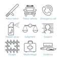 Vector thin line police icons for infographics and games UX/UI