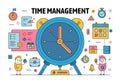 Vector thin line time management poster banner Royalty Free Stock Photo