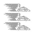 Vector thin linear go kart logo and icon. Line figures kart race