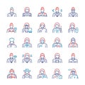 Vector thin linear icon set of workers women Royalty Free Stock Photo