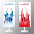 Vector of three banners abstract headers with blue red recta