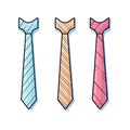 Vector of three colorful ties on a clean white background Royalty Free Stock Photo