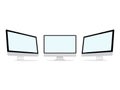 Vector Three computer monitor with white display on white background