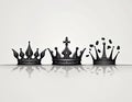 vector of three crowns of three kings in different style is on white background with refelections Royalty Free Stock Photo