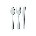 Vector three-dimensional Cutlery, spoon, fork and knife isolated on a white background