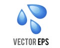 Vector three light blue droplets icon, as sweat beads, splashing down to right Royalty Free Stock Photo