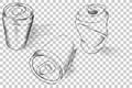 Three Perspective of Doodle of Soft Drink Can, with streak shadow, at Transparent Effect Background Royalty Free Stock Photo