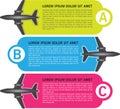 Vector three steps background with airplanes Royalty Free Stock Photo
