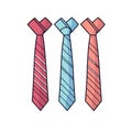 Vector of three vibrant and stylish ties on a clean white background Royalty Free Stock Photo