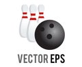 Vector three white bowling pins and ball icon Royalty Free Stock Photo