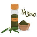 Vector thyme illustration isolated in cartoon style.