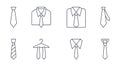 Vector tie icons set. Editable stroke. Business style, dress code thin line icon. Elegant suit for work party mens accessory. Royalty Free Stock Photo