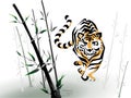 Vector tiger in bamboo Royalty Free Stock Photo
