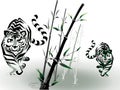 Vector tigers in bamboo Royalty Free Stock Photo