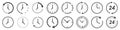 Vector Time and Clock icons in thin line style Royalty Free Stock Photo
