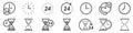 Vector Time and Clock icons in thin line style Royalty Free Stock Photo