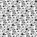 Vector tiny flowers pattern. Monochrome seamless pattern for fabric or packaging design