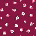 Vector Tiny Roses in Pinks seamless pattern background