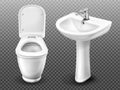 Vector toilet bowl and sink for bathroom Royalty Free Stock Photo