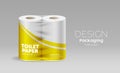 Vector Toilet paper plastic packaging roll template yellow design