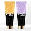 Vector Toiletries or Beauty Tube Packaging with Gradient & Shiny Glitter Effect Printed. Royalty Free Stock Photo