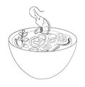 Vector of Tom yum kung soup illustration.Asian food.Hand drawn asian food on white isolated background. Royalty Free Stock Photo