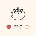 Vector Tomato icon Vegetables logo. Thin line art design