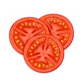 Vector tomato slices isolated on white background.