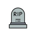 Tombstone, grave, gravestones flat color line icon. Isolated on white background