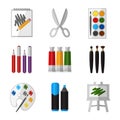 Vector tool set for artist in flat design style Royalty Free Stock Photo