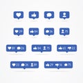 Vector Tooltip Speech Bubble Like, Unlike, Follower, Comment, Notification, Heart, User Icon Set. Social Network Icons Counter Col
