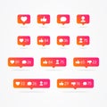 Vector Tooltip Speech Bubble Like, Unlike, Follower, Comment, Notification, Heart, User Icon Set. Social Network Icons Counter Col