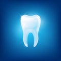 Vector tooth fang on blue background Royalty Free Stock Photo