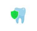 Vector tooth and shield, dental health protection logo design. Dental insurance, dental care concepts vector design.