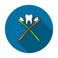 Vector toothbrush and healthy tooth icon