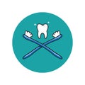 Vector toothbrush and healthy tooth icon