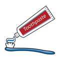 Vector toothbrush and toothpaste tube Royalty Free Stock Photo