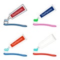 Vector toothbrush and toothpaste tube Royalty Free Stock Photo