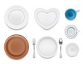 Plate set vector top view illustration Royalty Free Stock Photo