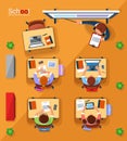 Vector top view school concept illustration in flat style. Royalty Free Stock Photo