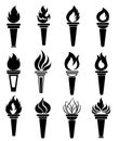 Vector of torch icons set Royalty Free Stock Photo