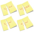 vector torn paper notes with I love you words Royalty Free Stock Photo