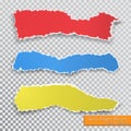 Vector torn paper pieces. Transparent background. Template paper design