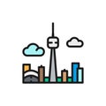 Vector Toronto Canada city silhouette flat color line icon. Royalty Free Stock Photo