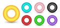 Vector torus set with gradients and shadow for game, icon, package design, logo, mobile, ui, web, education. 3d donut on