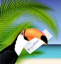 Vector Toucan' head with Valentine card