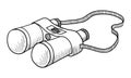 VECTOR TOURIST BINOCULARS ISOLATED ON A WHITE BACKGROUND. DOODLE DRAWING BY HAND Royalty Free Stock Photo