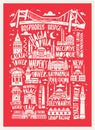 Vector touristic hand drawn istanbul city poster Royalty Free Stock Photo