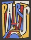 Vector touristic hand drawn paris city poster Royalty Free Stock Photo